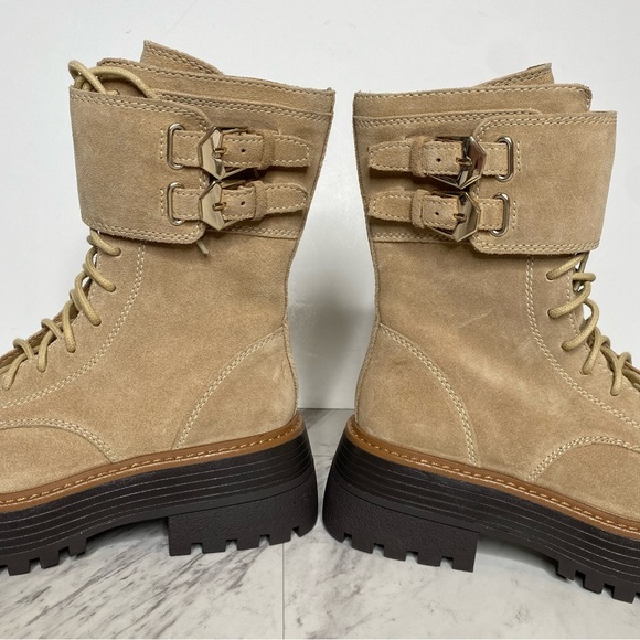 Vince Camuto Monchia Tan Suede Lace Up Lug Sole Boot 5M - Picture 8 of 14